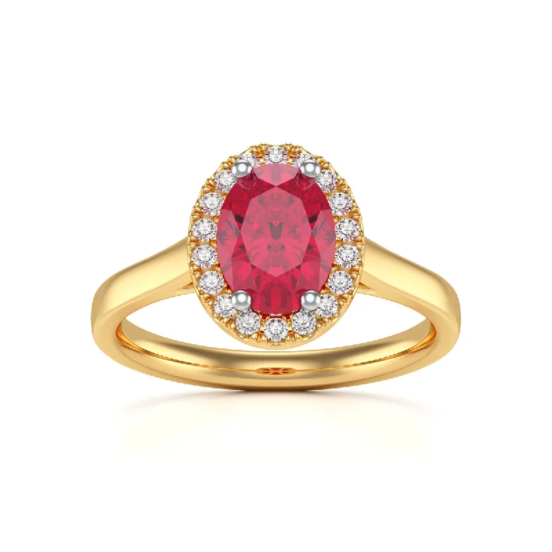 Sapphire Gemstone Rings in a Cathedral SettingOval Halo Ruby and Diamond Ring