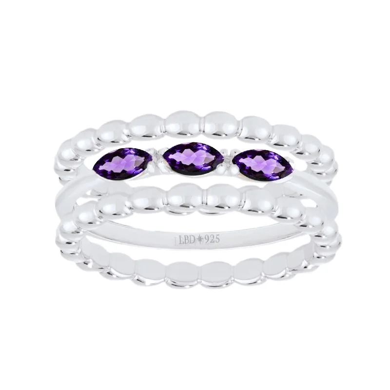 Ruby Gemstone Rings with Diamond AccentsLaihas Three Of Cups Amethyst Ring Set