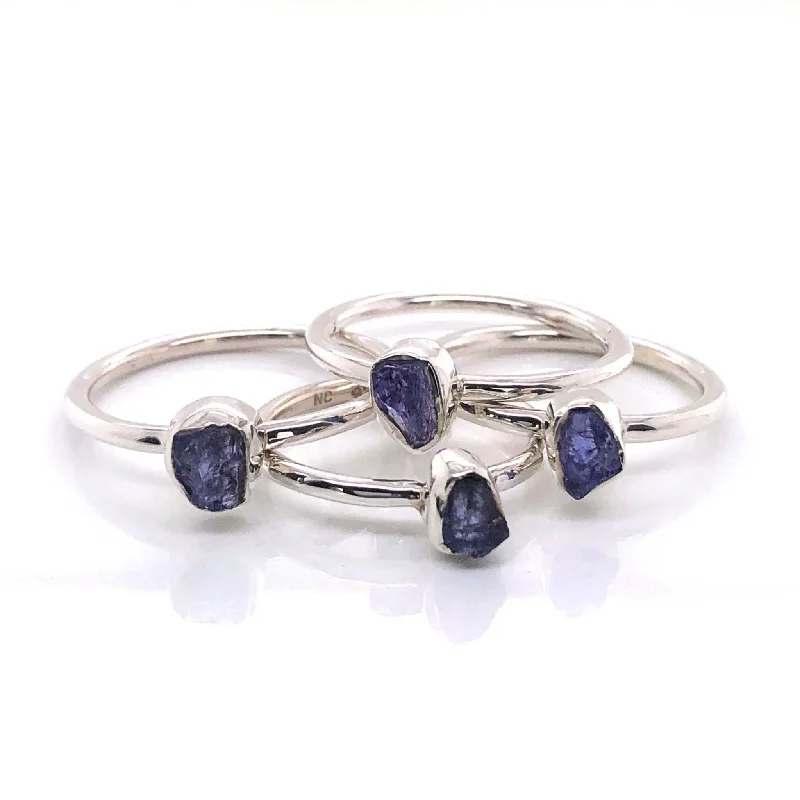 Multi - Gemstone Rings with a Rainbow of ColorsSilver Tanzanite Stackable Gemstone Ring