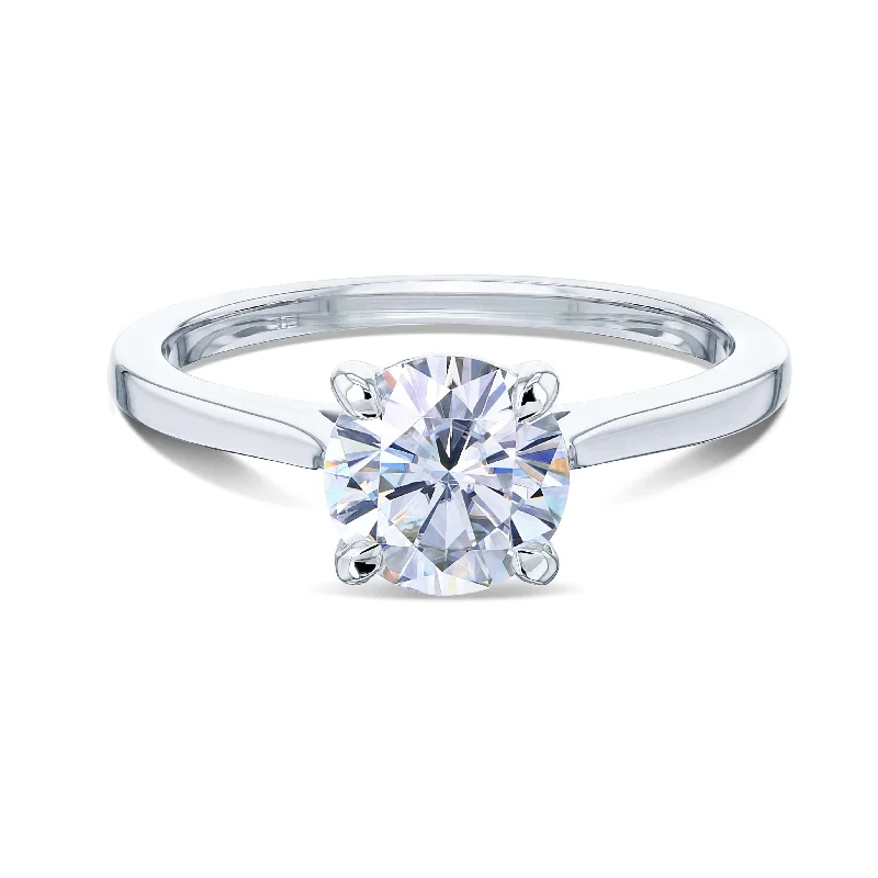 1 Carat Round Moissanite Taper Ring