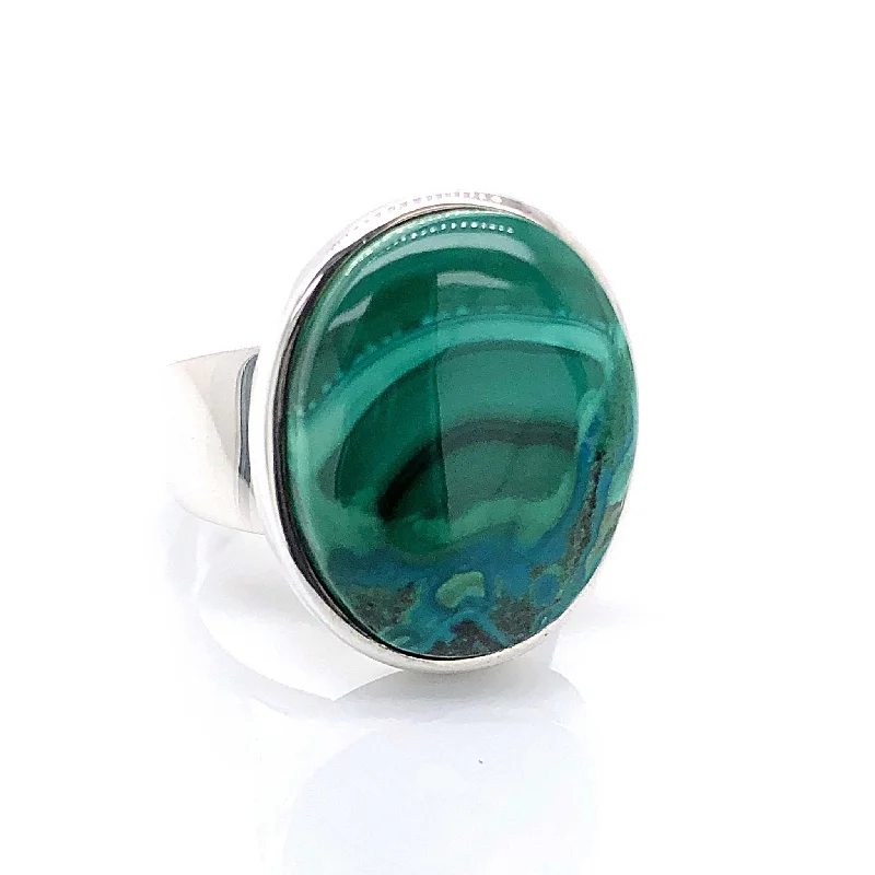 Ruby Gemstone Rings with Diamond Accents'Heni' Silver Malachite Gemstone Ring