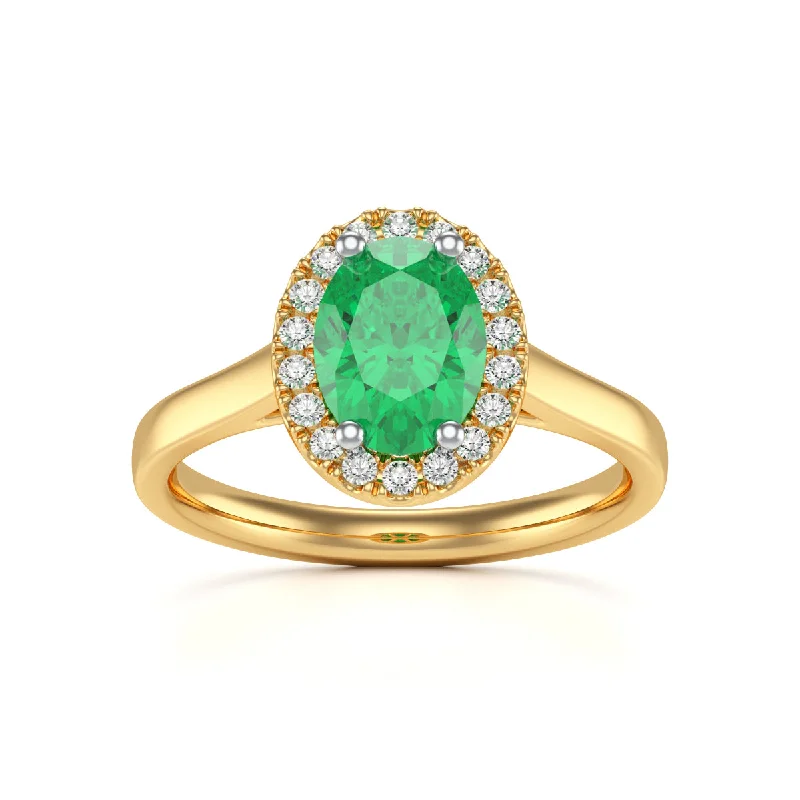 Multi - Gemstone Rings with a Rainbow of ColorsOval Halo Emerald and Diamond Ring