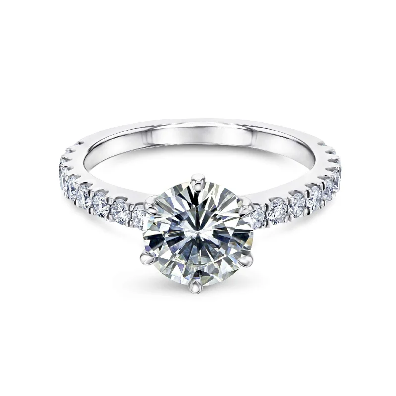 6-Prong 1.9ct Forever One Moissanite Ring