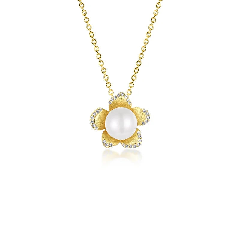 Lafonn Lafonn Gold Club White Fresh Water Pearl Necklace P0289PLG20