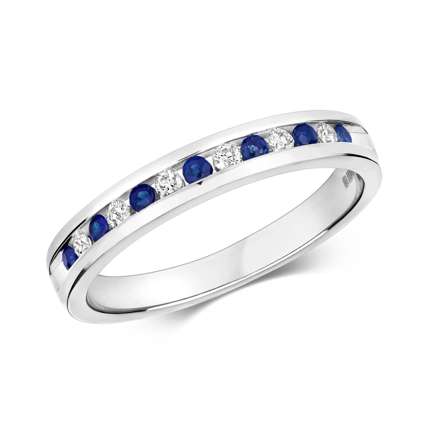 Amethyst Gemstone Rings in a Vintage - Style SettingSapphire & Diamond Solid White Gold Half Eternity Ring