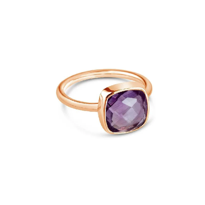 Ruby Gemstone Rings with Diamond AccentsPurple Amethyst Cocktail Ring | Rose Gold