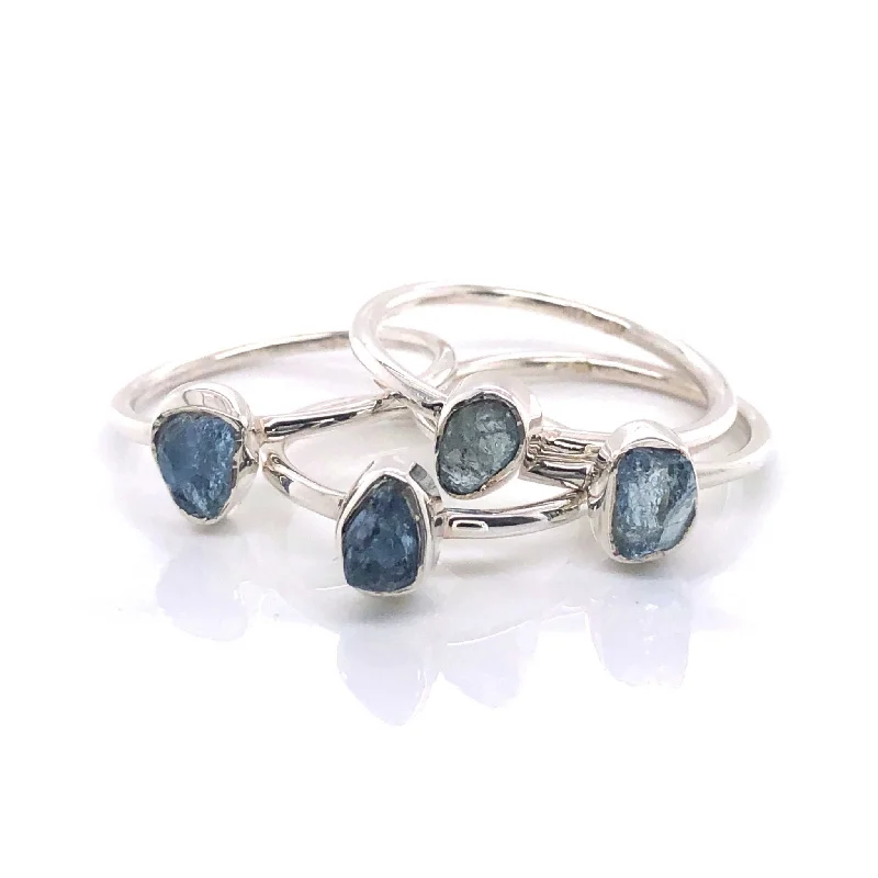 Sapphire Gemstone Rings in a Cathedral SettingSilver Aquamarine Stackable Gemstone Ring