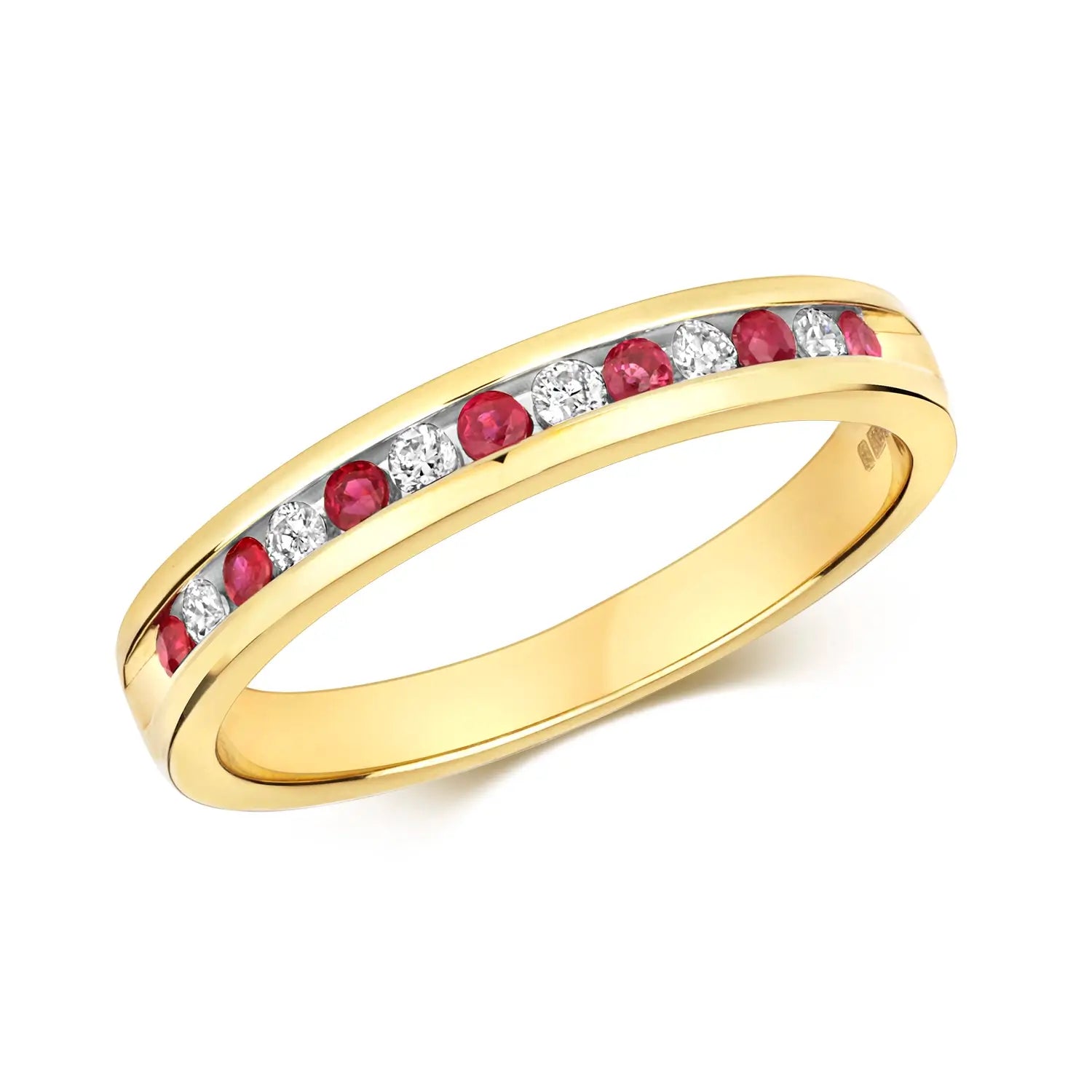 Sapphire Gemstone Rings in a Cathedral SettingRuby & Diamond Solid Gold Half Eternity Ring