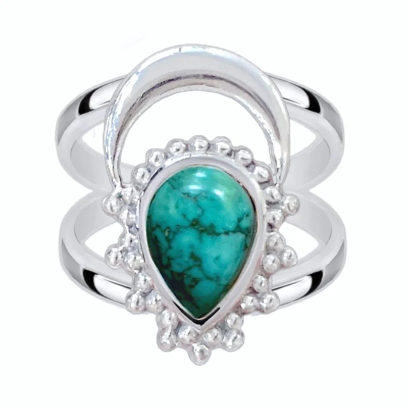 Sapphire Gemstone Rings in a Cathedral SettingLaihas Boho Moon Turquoise Ring