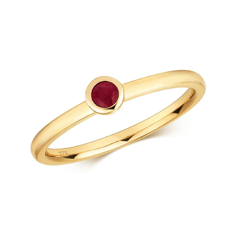 Multi - Gemstone Rings with a Rainbow of ColorsRuby Solid Gold Birthstone Ring