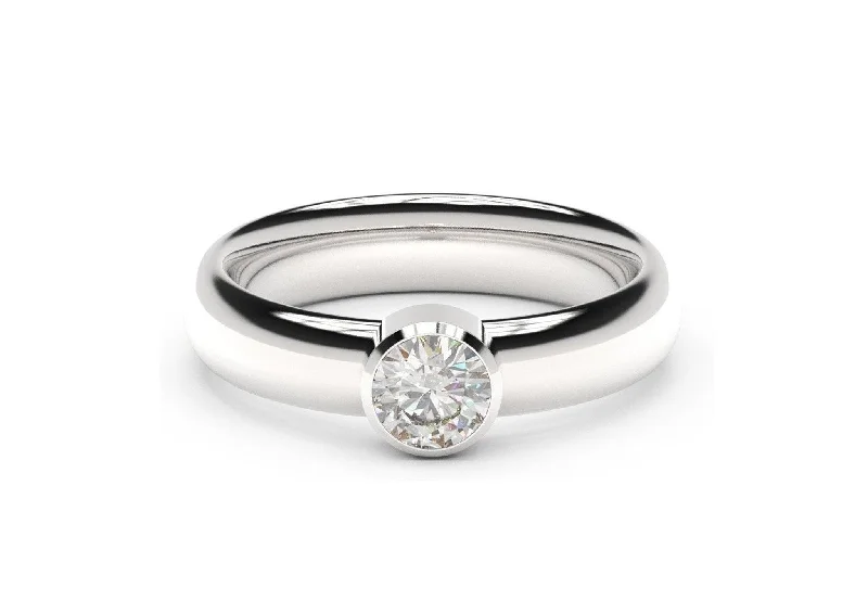 Solitaire Diamond Rings in Platinum SettingsModern Engagement Ring, White Gold & Platinum