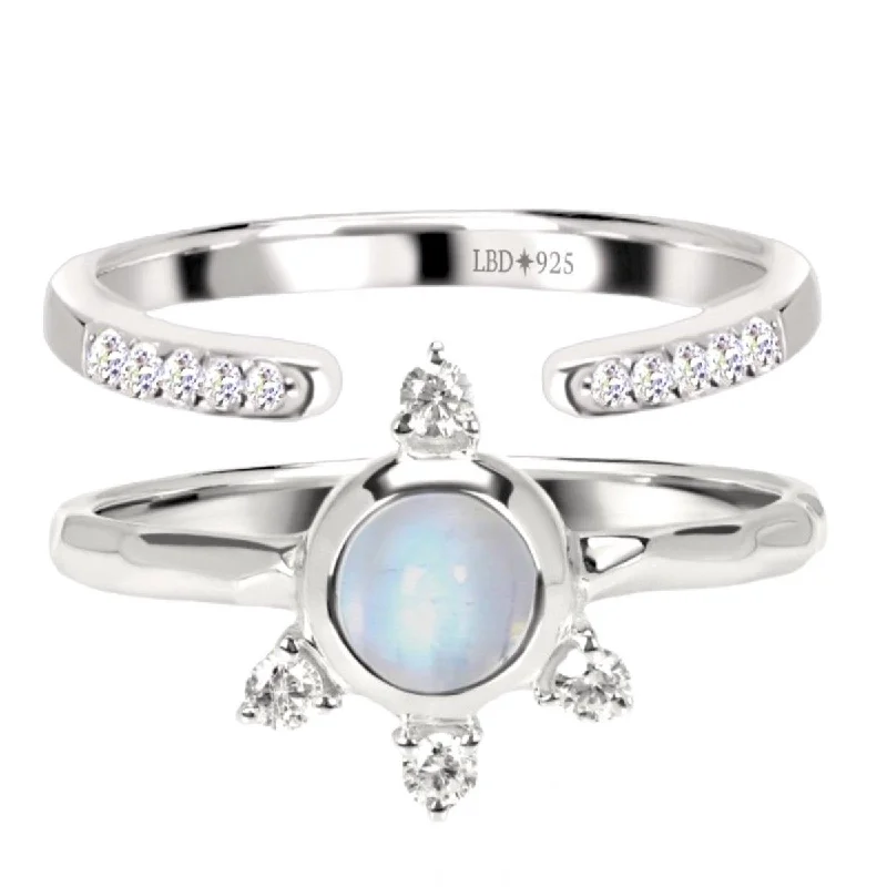 Amethyst Gemstone Rings in a Vintage - Style SettingLuxury Solar Burst Moonstone & Topaz Ring Set