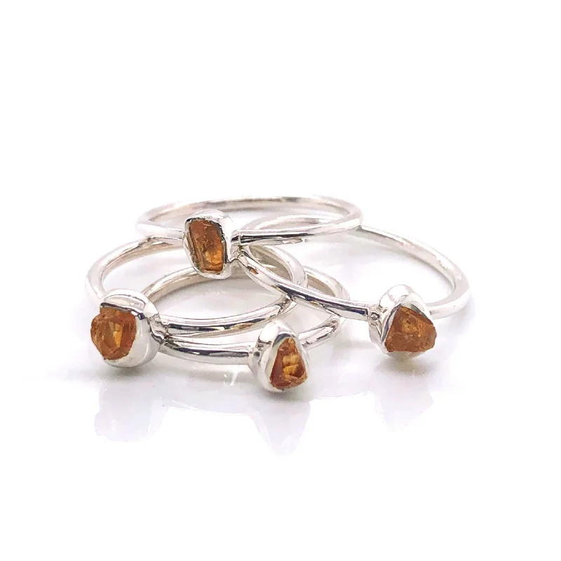 Multi - Gemstone Rings with a Rainbow of ColorsSilver Citrine Stackable Gemstone Ring