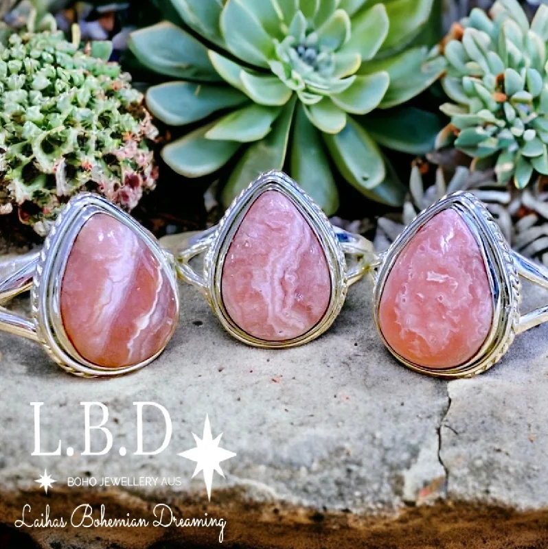 Amethyst Gemstone Rings in a Vintage - Style SettingLaihas Twisted Teardrop Rhodochrosite Ring