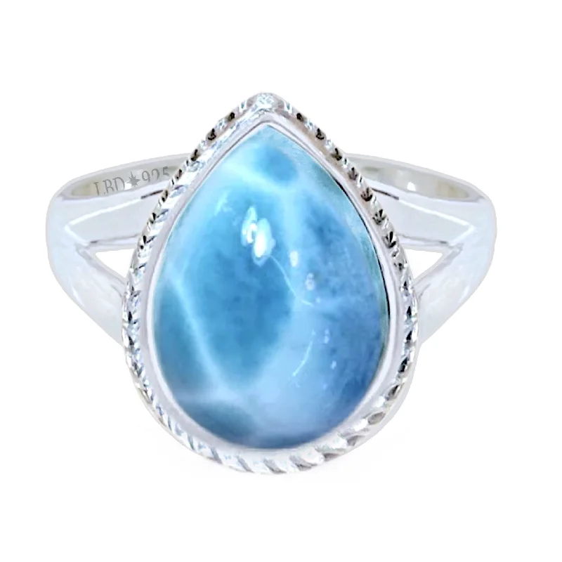 Sapphire Gemstone Rings in a Cathedral SettingLarimar Ring- Laihas Twisted Raindrop