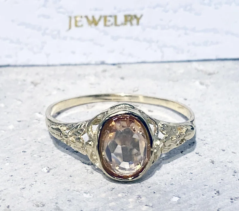 Ruby Gemstone Rings with Diamond AccentsCitrine Ring - November Birthstone Jewelry - Oval Citrine Gemstone Lace Ring