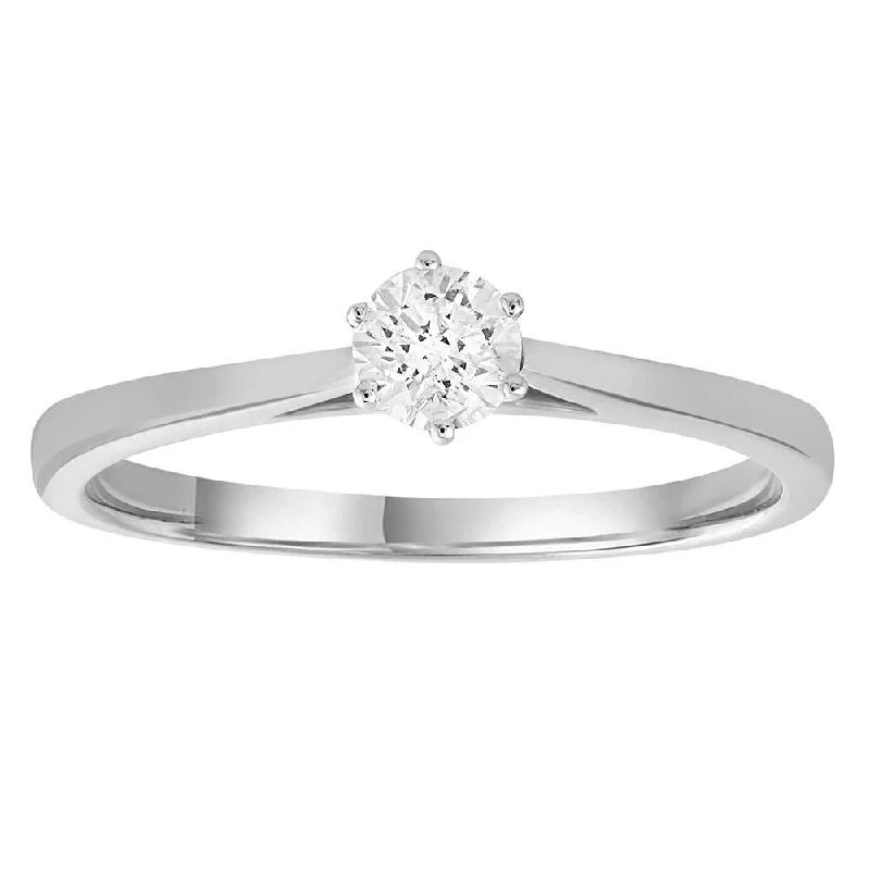 Vintage - Inspired Diamond Rings with Filigree Work9K WHITE GOLD SOLITAIRE DIAMOND RING