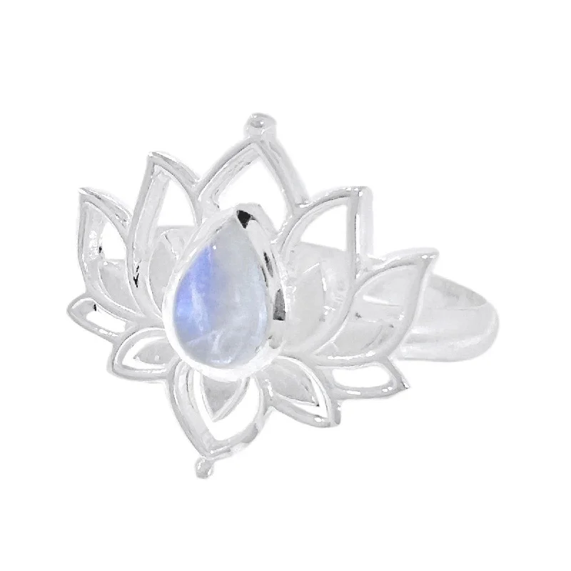 Sapphire Gemstone Rings in a Cathedral SettingLaihas Opulent Lotus Flower Moonstone Ring