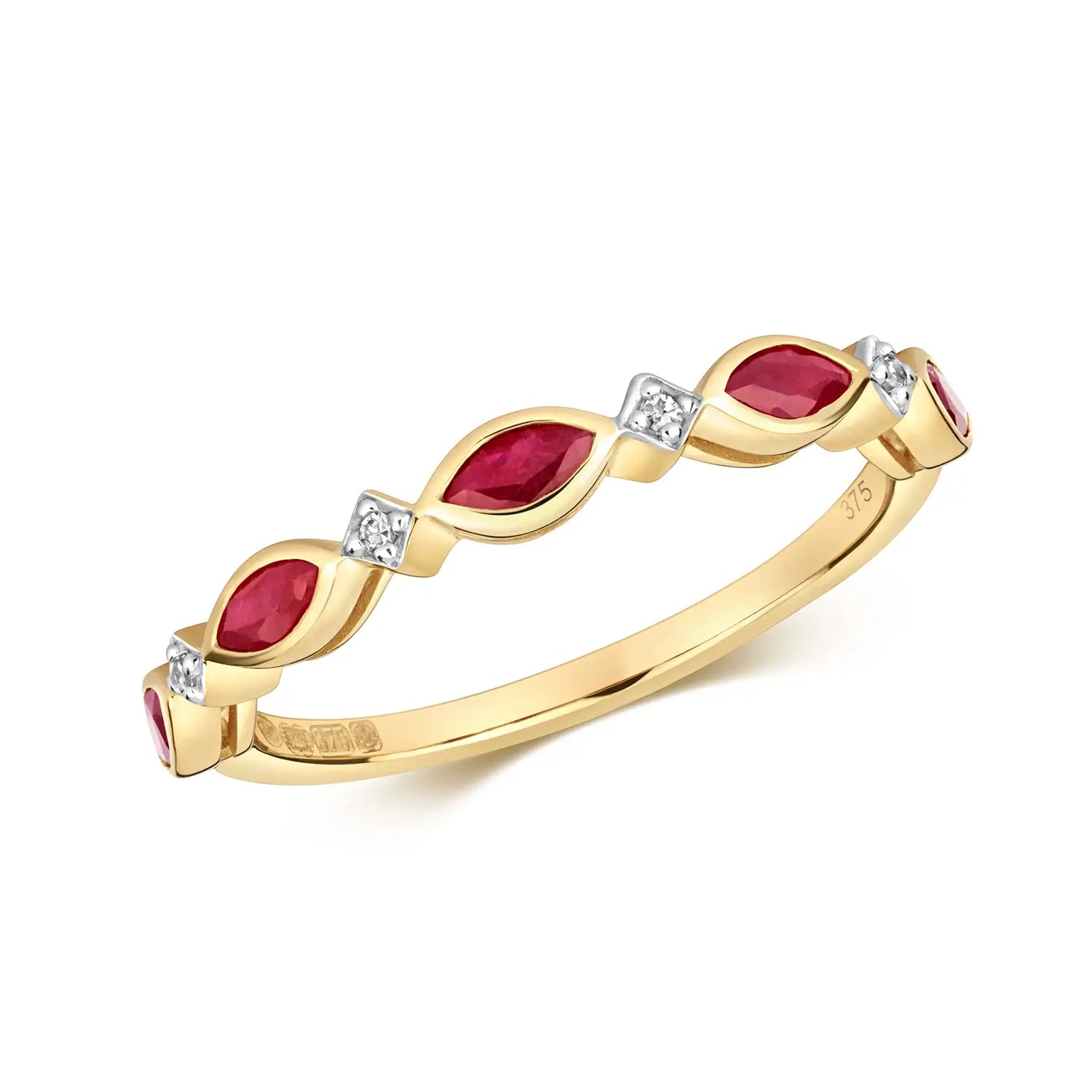 Ruby Gemstone Rings with Diamond AccentsRuby & Diamond Solid Gold Ring