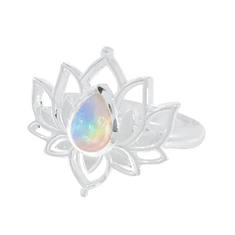 Ruby Gemstone Rings with Diamond AccentsLaihas Opulent Lotus Flower Opal Ring