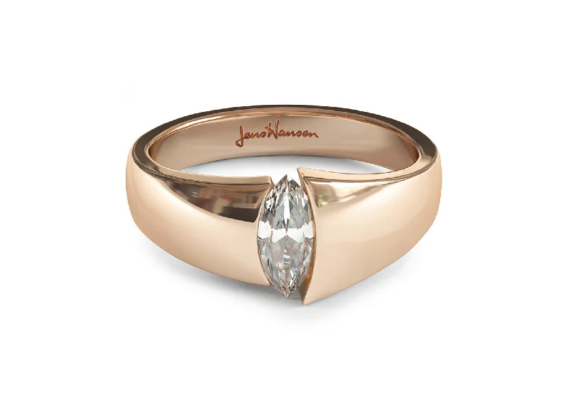 Halo - Style Diamond Rings with Smaller Accent DiamondsThe Jens Hansen Marquise Diamond Ring, Red Gold