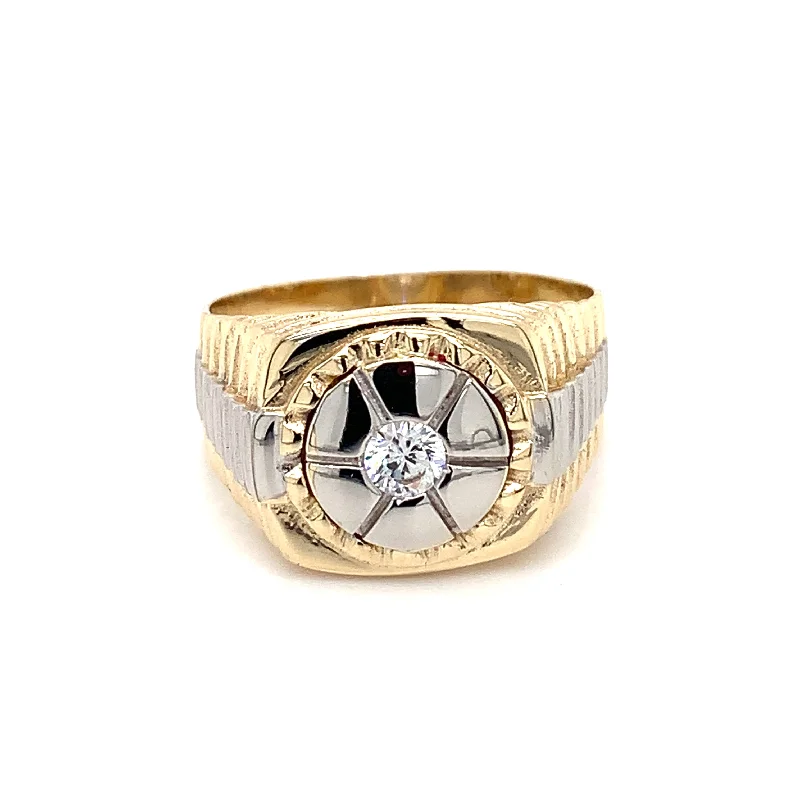 Sapphire Gemstone Rings in a Cathedral SettingVintage Mens Two Tone Diamond Signet Ring