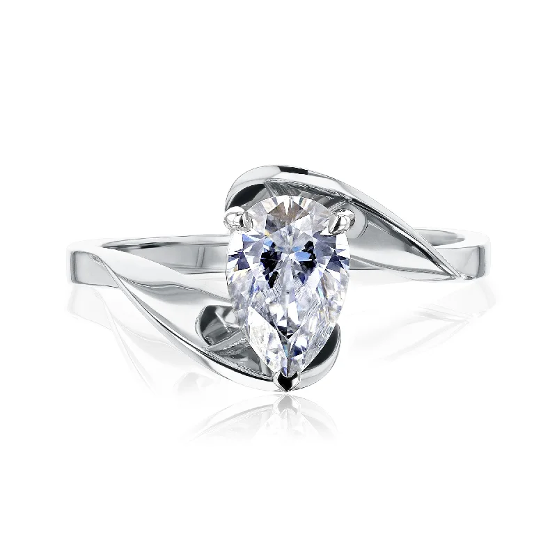 Fanning Bypass Pear Moissanite Ring