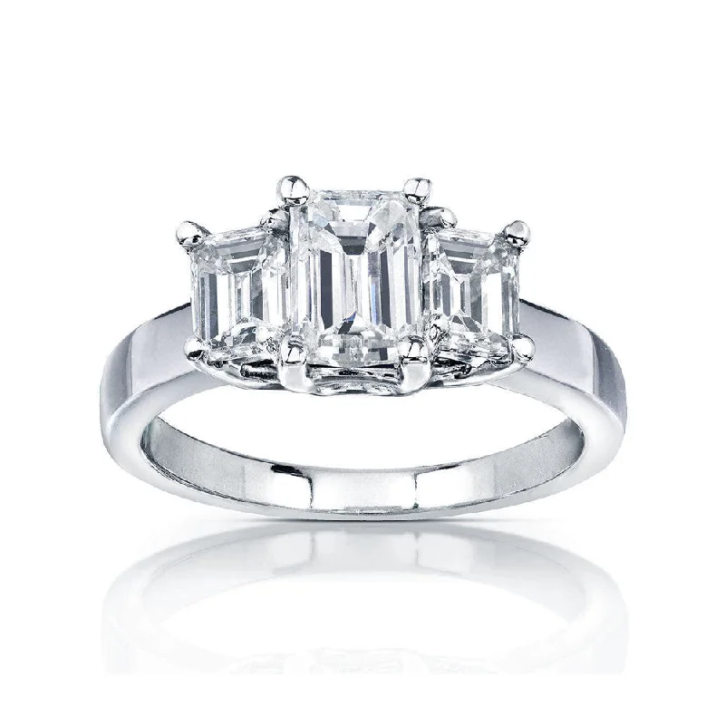 1.75ct Emerald-cut Moissanite 3-Stone