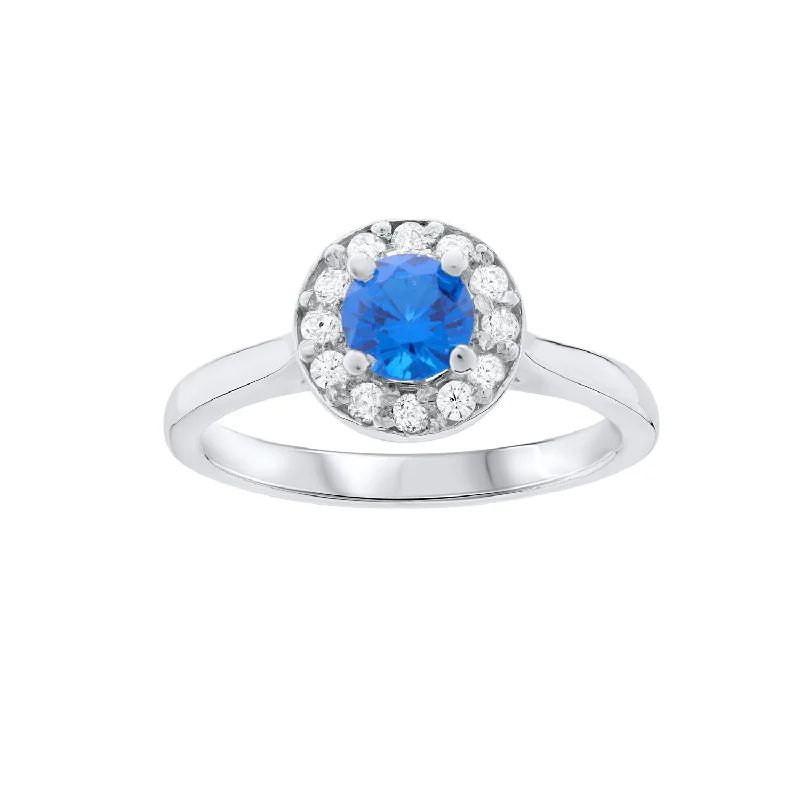 Ruby Gemstone Rings with Diamond AccentsRound Blue Sapphire and Diamond Halo Dress Ring