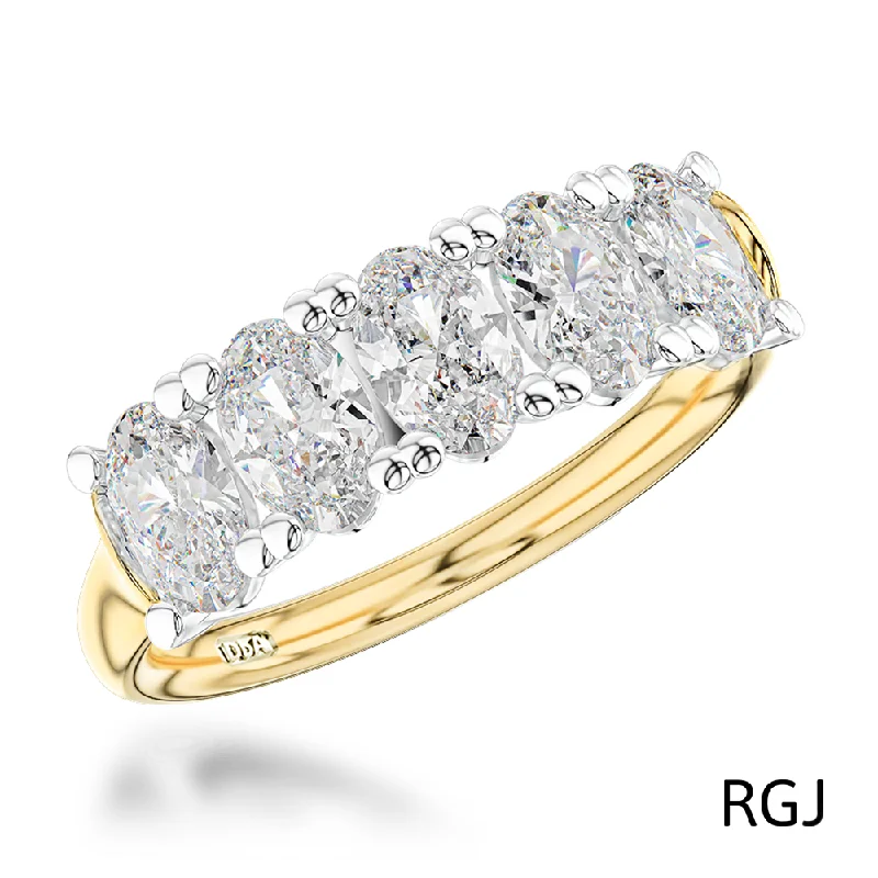 Halo - Style Diamond Rings with Smaller Accent DiamondsThe Windsor 18ct Yellow And Platinum Oval Cut Diamond Five Stone Ring