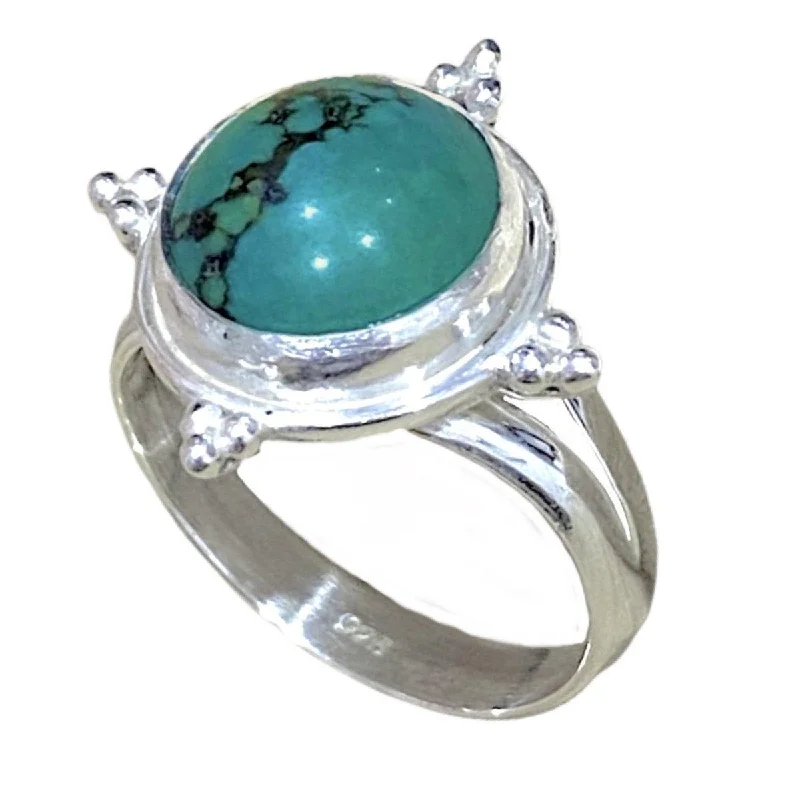 Amethyst Gemstone Rings in a Vintage - Style SettingLaihas Zahli Round Natural Tibetan Turquoise Ring