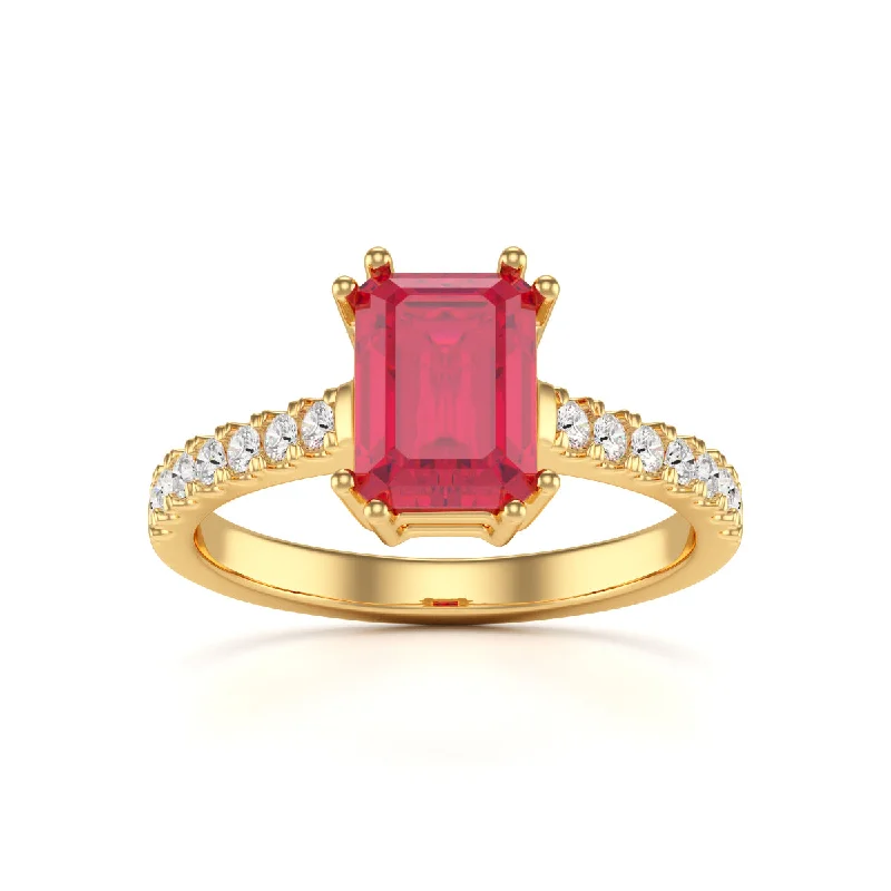 Sapphire Gemstone Rings in a Cathedral SettingRuby with Diamond Set Shoulders Dress Ring