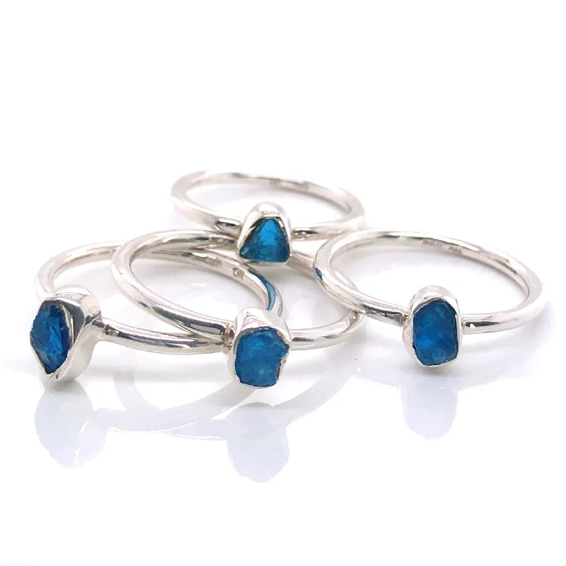 Ruby Gemstone Rings with Diamond AccentsSilver Apatite Stackable Gemstone Ring