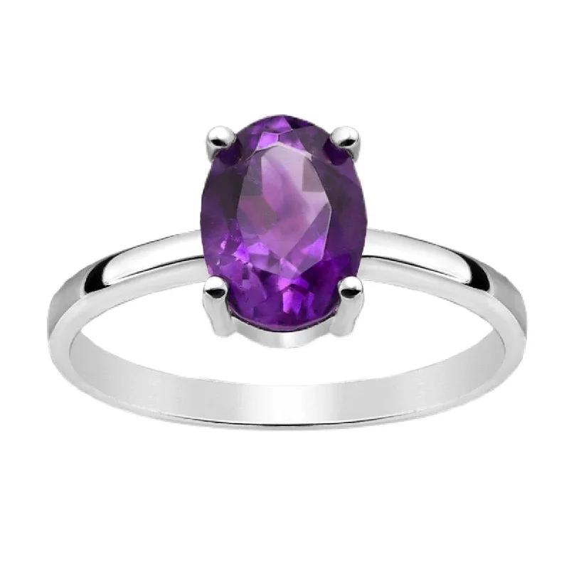 Sapphire Gemstone Rings in a Cathedral SettingLaihas Gorgeous Oval Crystal Amethyst Ring