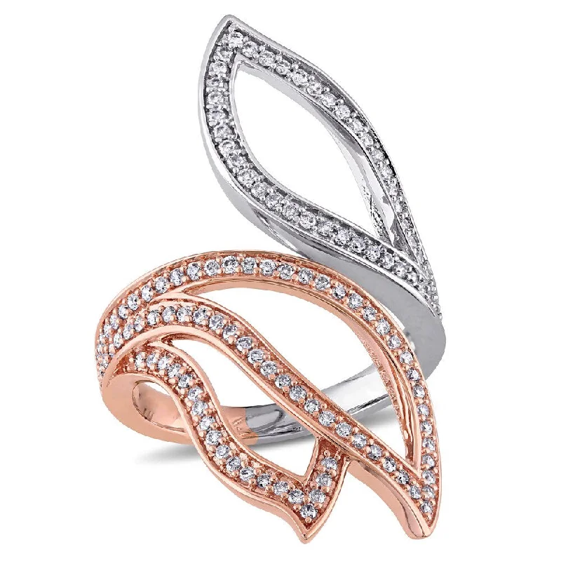 Custom - Designed Diamond Rings to Reflect Your PersonalityMiadora Signature Collection 14k 2-tone White and Rose Gold 5/8ct TDW Diamond Leaf Ring