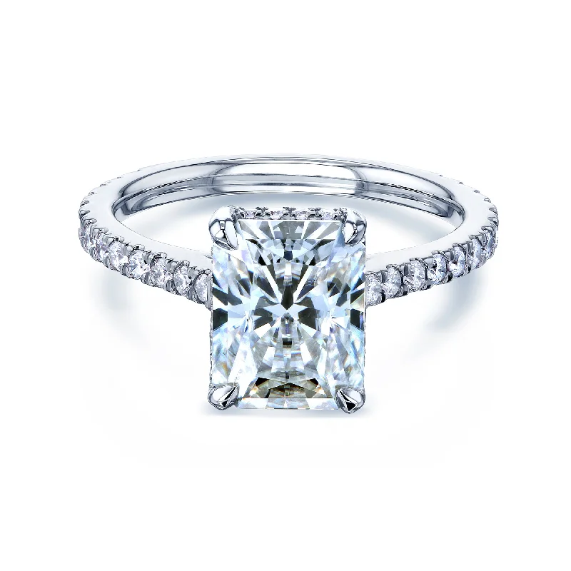 2.7ct Radiant Moissanite Drop Halo Ring