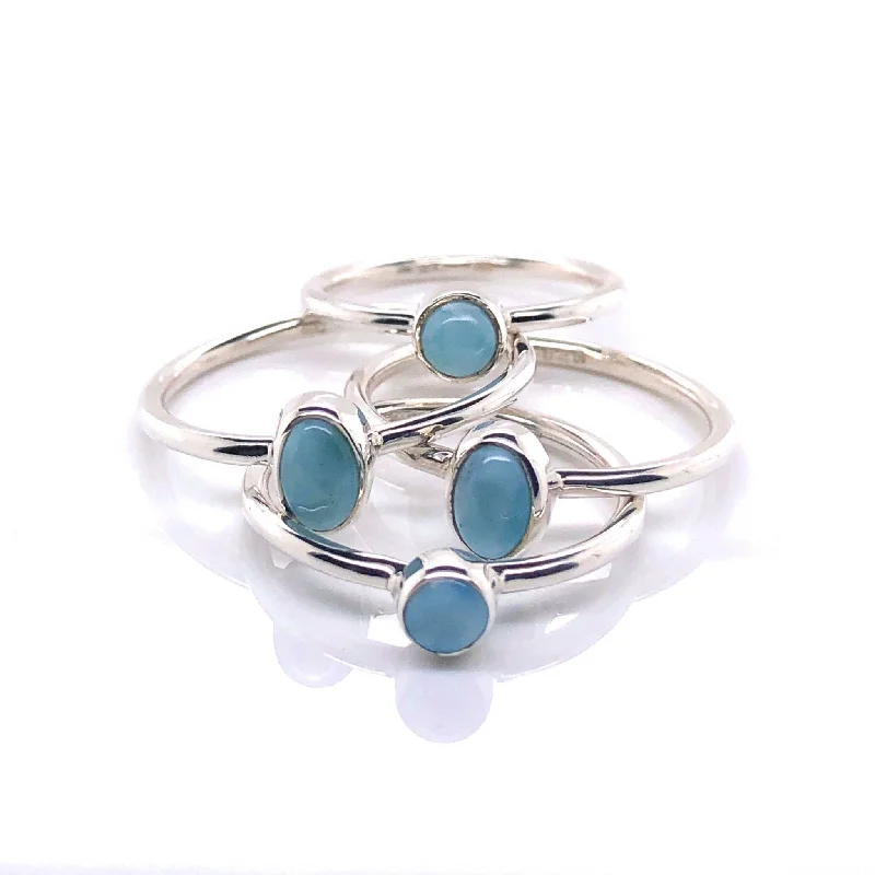 Amethyst Gemstone Rings in a Vintage - Style SettingSilver Larimar Stackable Gemstone Ring