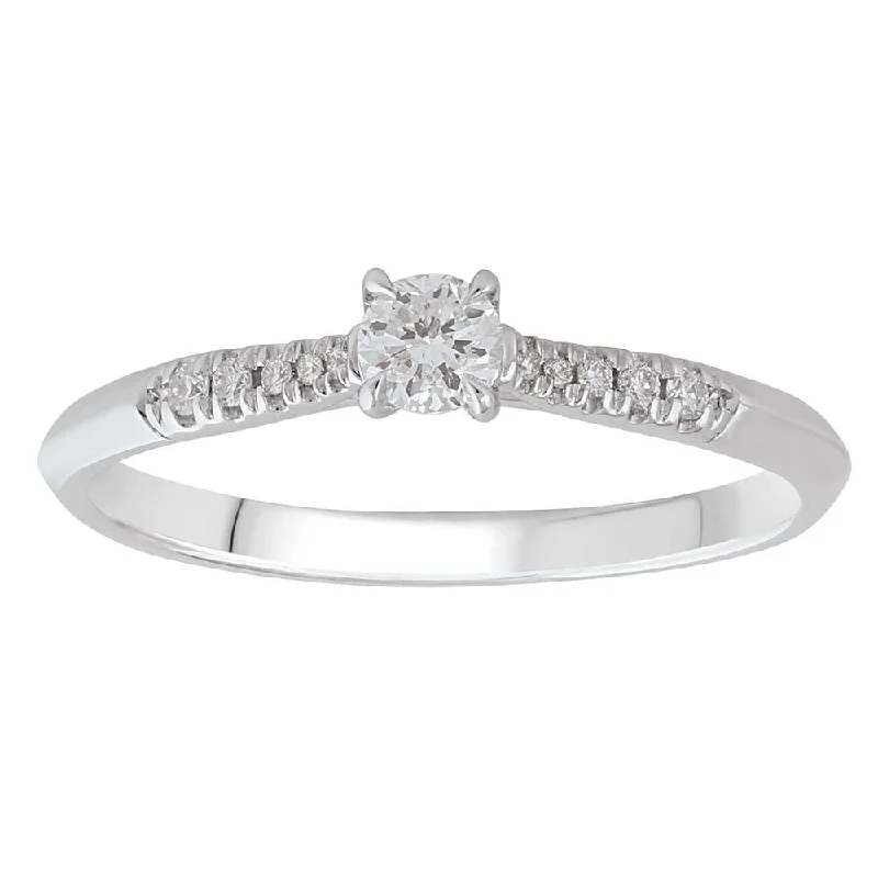 Solitaire Diamond Rings in Platinum Settings9K WHITE GOLD DIAMOND RING