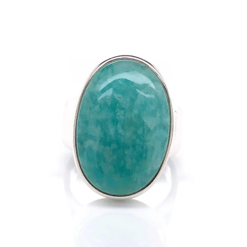 Amethyst Gemstone Rings in a Vintage - Style Setting'Diara' Silver Amazonite Gemstone Ring