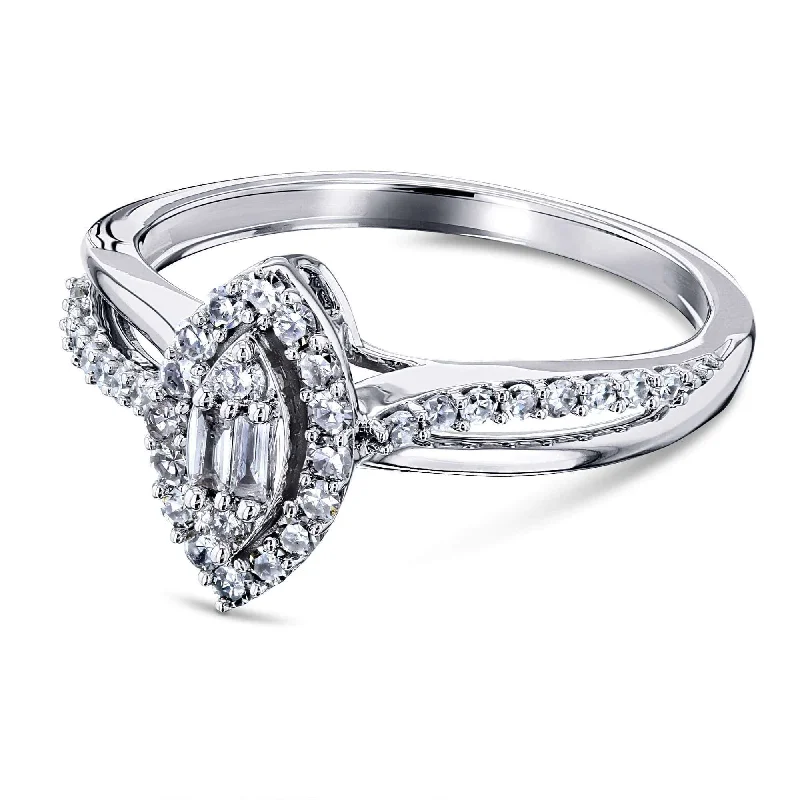 Diamond Marquise Shape Cluster 10k White Gold Ring