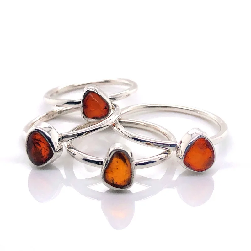 Sapphire Gemstone Rings in a Cathedral SettingAmber Stackable Silver Gemstone Ring