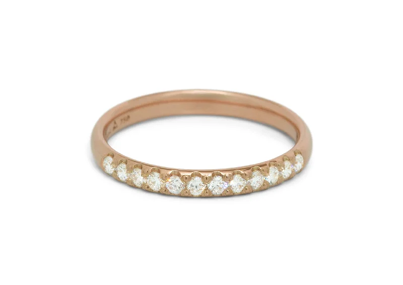 Halo - Style Diamond Rings with Smaller Accent DiamondsPave Diamond Wedding Band, Red Gold