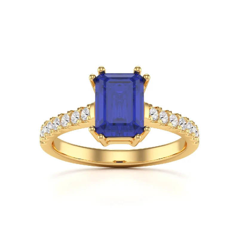 Multi - Gemstone Rings with a Rainbow of ColorsBlue Sapphire with Diamond Set Shoulders Dress Ring