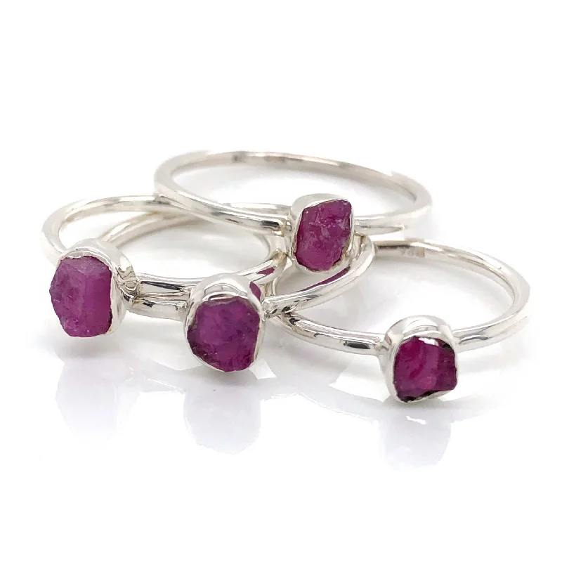 Amethyst Gemstone Rings in a Vintage - Style SettingSilver Ruby Stackable Gemstone Ring