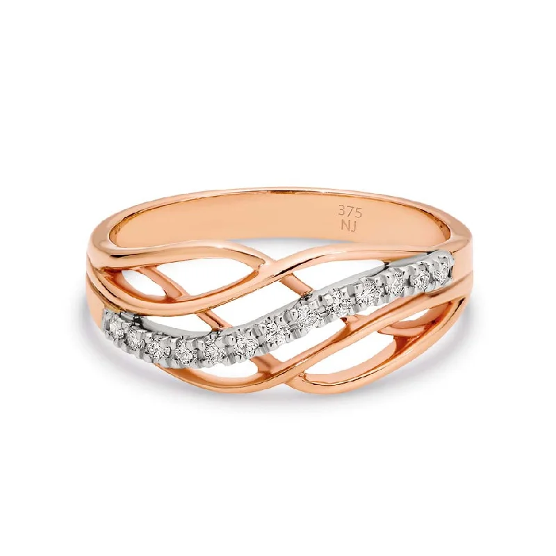 Vintage - Inspired Diamond Rings with Filigree Work9K Rose Gold / White Gold Diamond RIng TDW 0.15ct GH SI2-I1