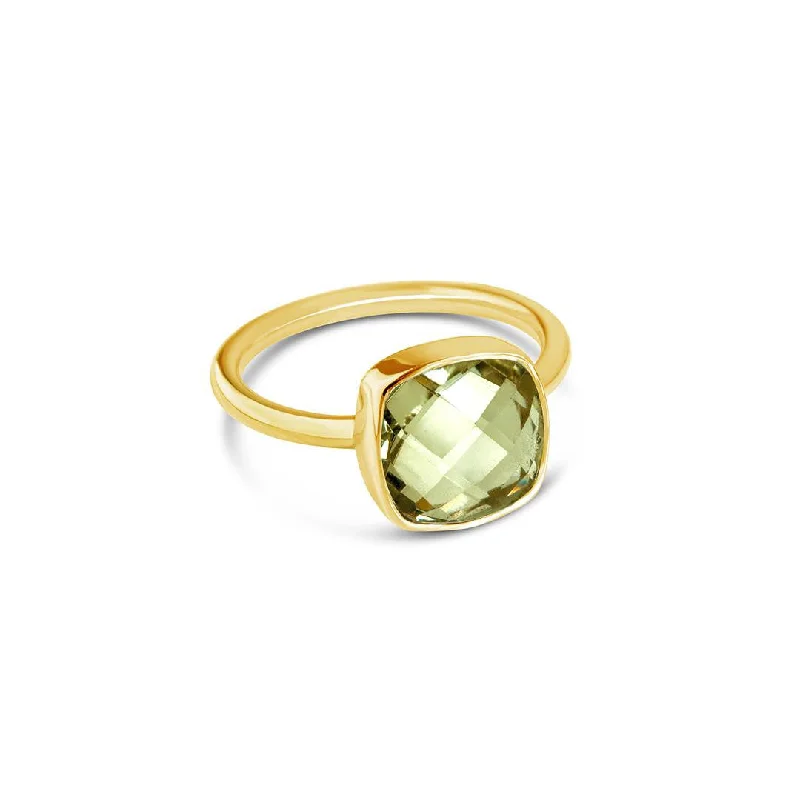 Emerald Gemstone Rings with Filigree - Bordered SettingsGreen Amethyst Cocktail Ring | Gold