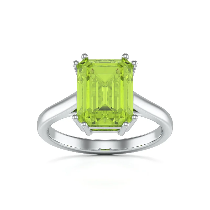 Sapphire Gemstone Rings in a Cathedral SettingEmerald Cut Peridot Solitaire Dress Ring