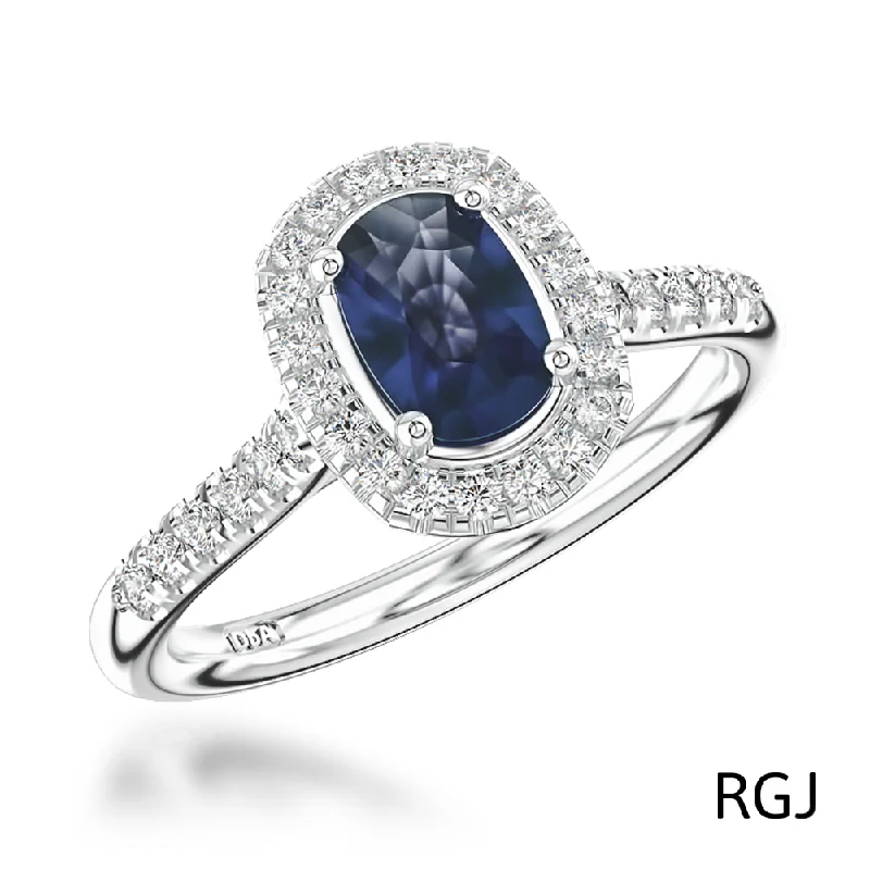 Custom - Designed Diamond Rings to Reflect Your PersonalityThe Skye Platinum 1.81ct Cushion Cut Blue Sapphire Ring With 0.43ct Diamond Halo And Diamond Set Shoulders