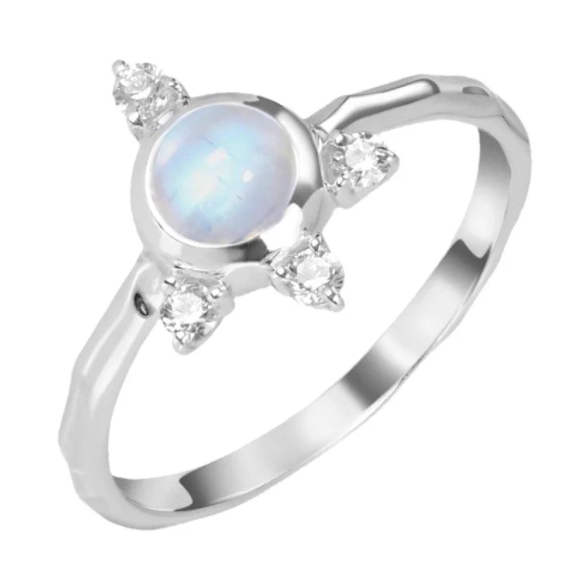 Amethyst Gemstone Rings in a Vintage - Style SettingMoonstone Ring- Luxury Solar Burst Moonstone & Topaz Ring