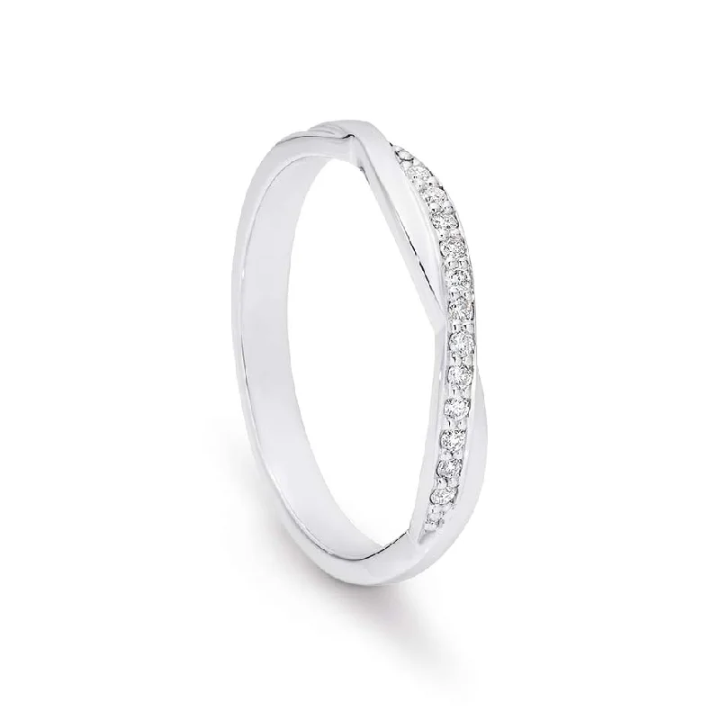 Three - Stone Diamond Rings with Princess - Cut Diamonds9K White Gold Diamond Ring / Twist Band TDW 0.08ct GH SI2-I1